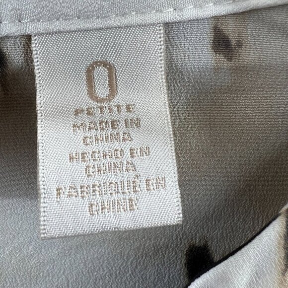 Chicos Womens Tunic Top 0 Small Petite Cream Brown Animal Print Sheer Shirt - Picture 5 of 11